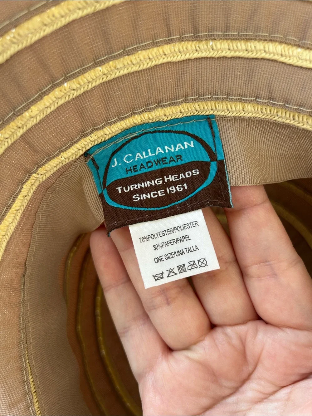 J Callanan floppy packable woven cotton and paper sun beach hat
